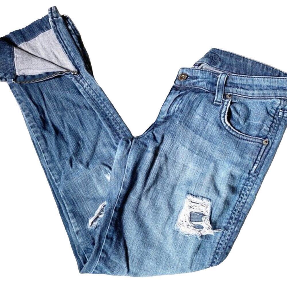 LF Carmar Distressed Cropped Zipper Ankle Jeans Low Rise Size 25 - Picture 4 of 6